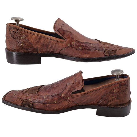 NEW Mark Nason ITALY Rock Never Dies Mens 13 Brown Leather Slip-on Loafers Shoes main image 4